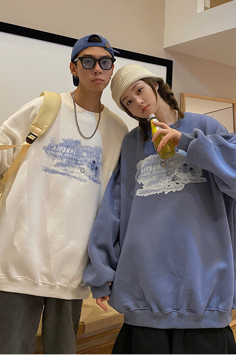 情侣装春装太空人印花情侣卫衣女宽松百搭外套G939P33男类,女装短外套,电商A339