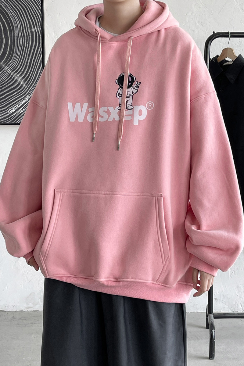 大皂短句潮卡通动漫太空人连帽套头卫衣连帽外套大码G946P48,女装短外套,电商A339