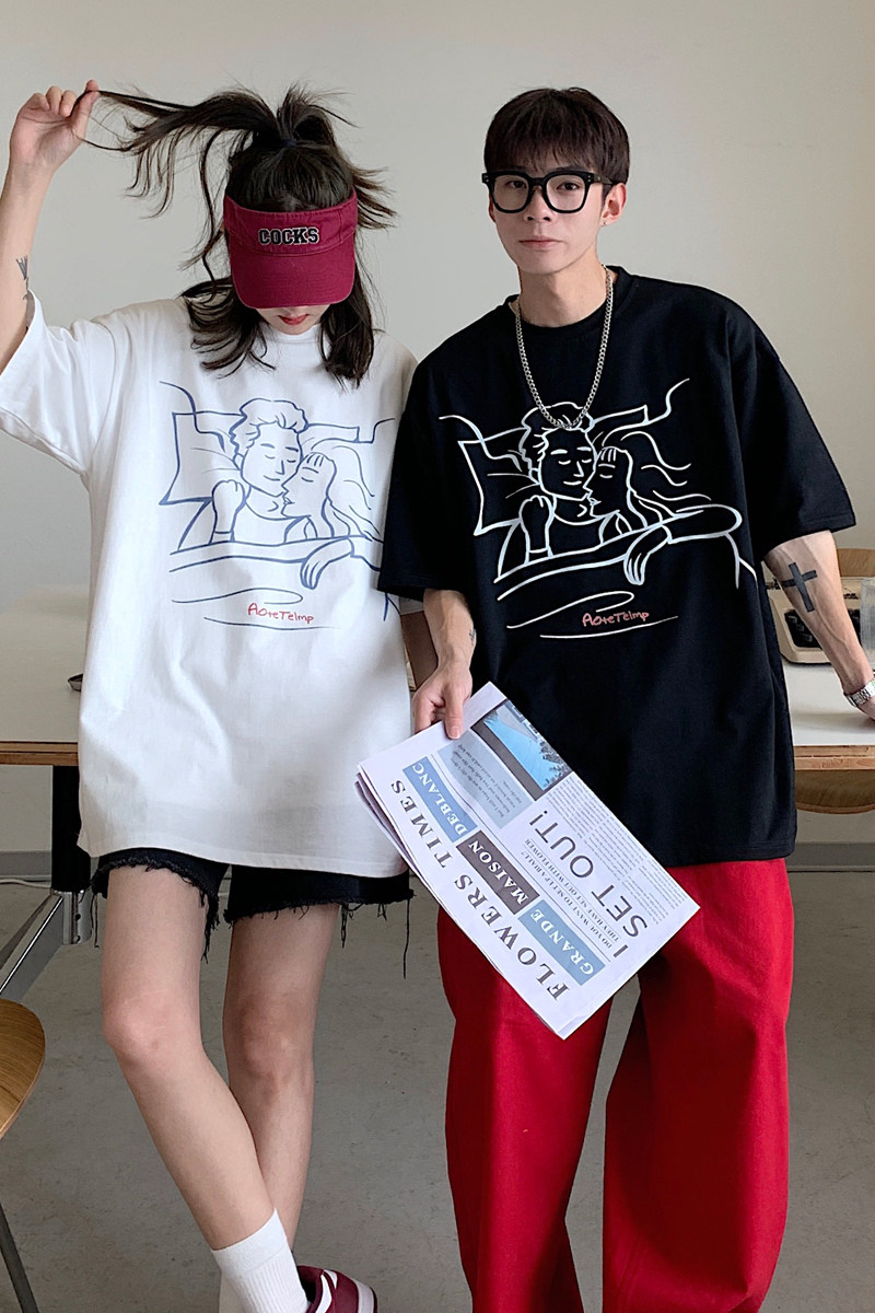 情侣装新品卡通动漫圆领情侣小清新短袖T恤大码G1006P35男类,男装T恤,电商A339