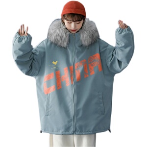 中性风 冬装 羊羔毛China棉衣情侣棉衣大毛领棉服 男女 G901 P128图片