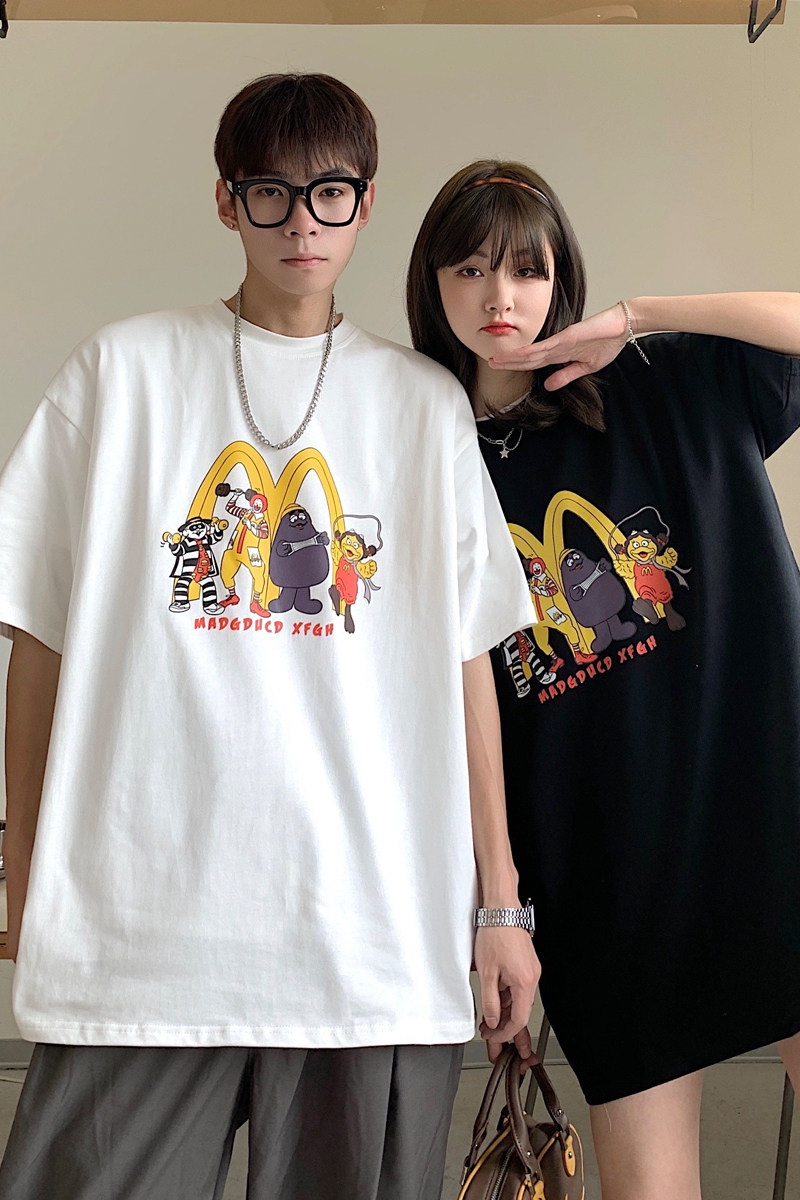 情侣装夏装印花字母情侣短袖T恤宽松大码上衣G1009P30女类,男装T恤,电商A339