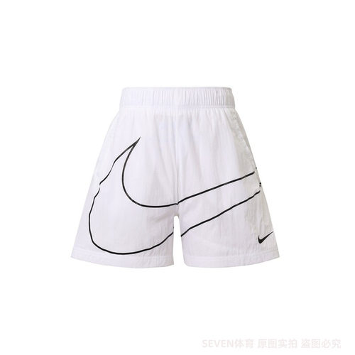 Nike耐克2024新款黑白大勾子女运动休闲梭织短裤HM4633-010/100