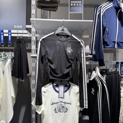 Adidas阿迪达斯女25春款超轻镂空运动休闲圆领刺绣长袖T恤JY7655