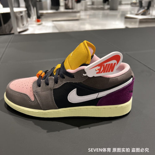 Nike耐克Air Jordan 1 Low灰粉紫男女百搭运动篮球鞋 HQ2021-005