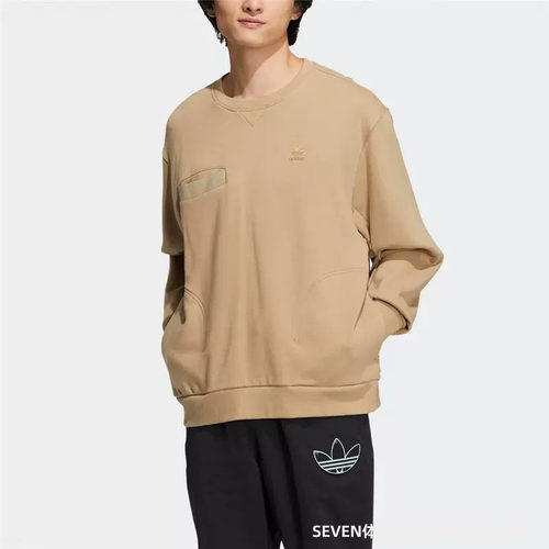 正品Adidas/阿迪达斯三叶草冬款圆领男子休闲运动保暖卫衣 IC8158