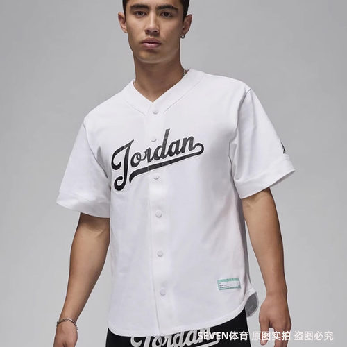 正品NIKE/耐克男子夏新款宽松刺绣印花宽松纽扣开身V领T恤FN4664