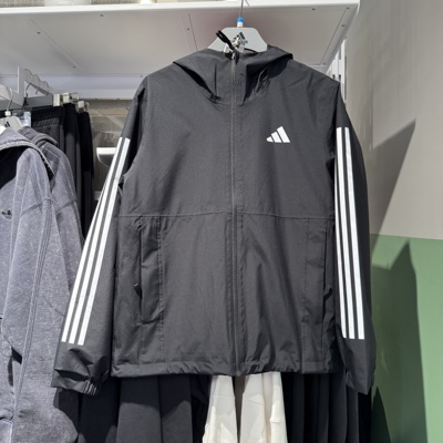 Adidas阿迪达斯男25春季新款外套梭织宽松连帽防风运动夹克JD1043