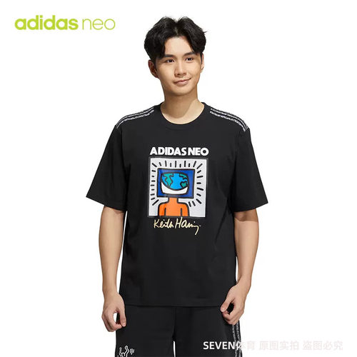 正品Adidas/阿迪达斯男女同款运动休闲宽松透气圆领短袖T恤HD7267