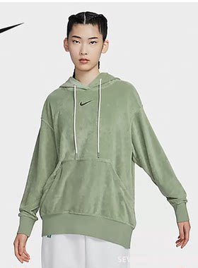 正品NIKE/耐克女子卫衣连帽刺绣小勾子运动休闲套头衫DV7825-386