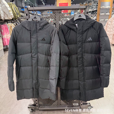 Adidas阿迪达斯男女同款冬季抗风保暖中长款羽绒服连帽外套KQ5514