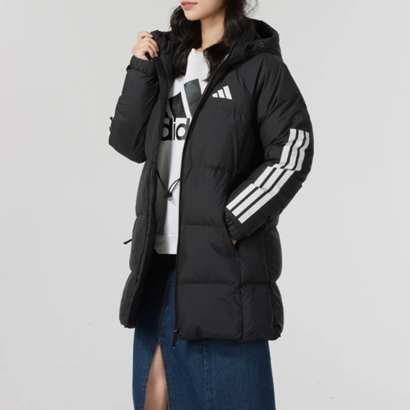 正品Adidas阿迪达斯羽绒服女24新款冬中长款运动服保暖外套JG3855
