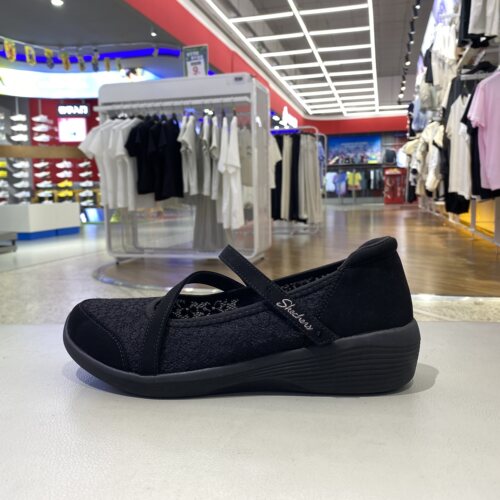 Skechers斯凯奇女玛丽珍休闲鞋26夏一脚蹬透气运动凉鞋159376-BBK