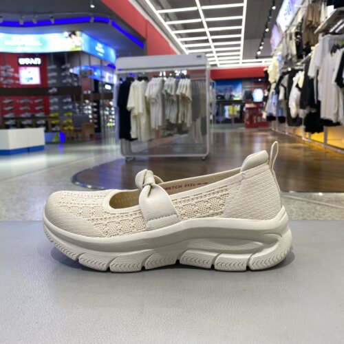 Skechers斯凯奇女春夏新品透气玛丽珍鞋舒适运动休闲鞋159117-NAT
