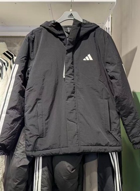 Adidas阿迪达斯男25秋冬新款运动休闲防风连帽外套保暖棉服JY8303
