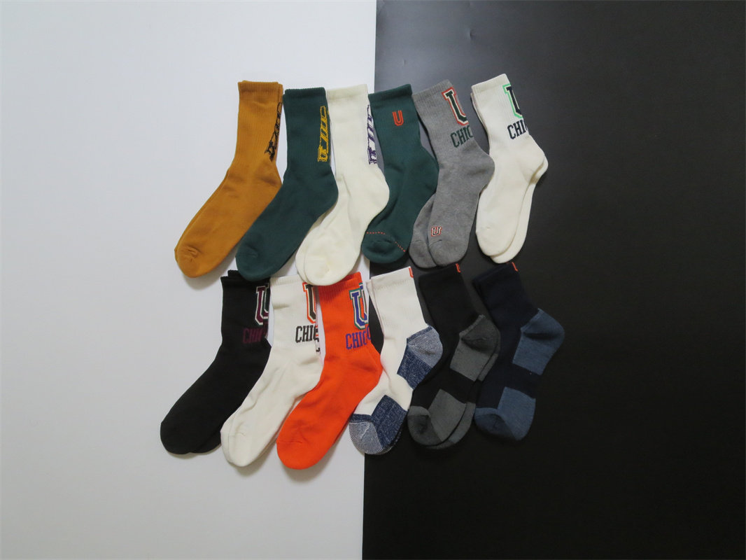 日系工装复古街头风潮牌素款拼色毛巾底中筒运动袜子滑板街舞bboy