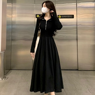 设计感显瘦藏肉打底连衣裙子 连衣裙2025秋冬新款 韩版 文艺范女装