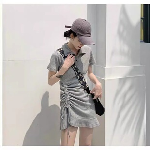 显瘦潮流polo领连衣裙子 裙包臀a字裙女2023年桔梗裙修身 夏季 中款