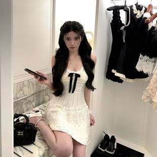 质量背心裙小个子连衣裙蕾丝miu系高知穿搭千金小洋裙