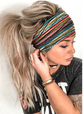 2022亚马逊秋冬跨境时尚印花瑜伽运动头巾宽束发带女印花丝质