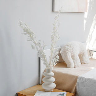 永生花熊猫竹富贵叶植物干花白色真花束卧室客厅装 饰橱窗桌面布置