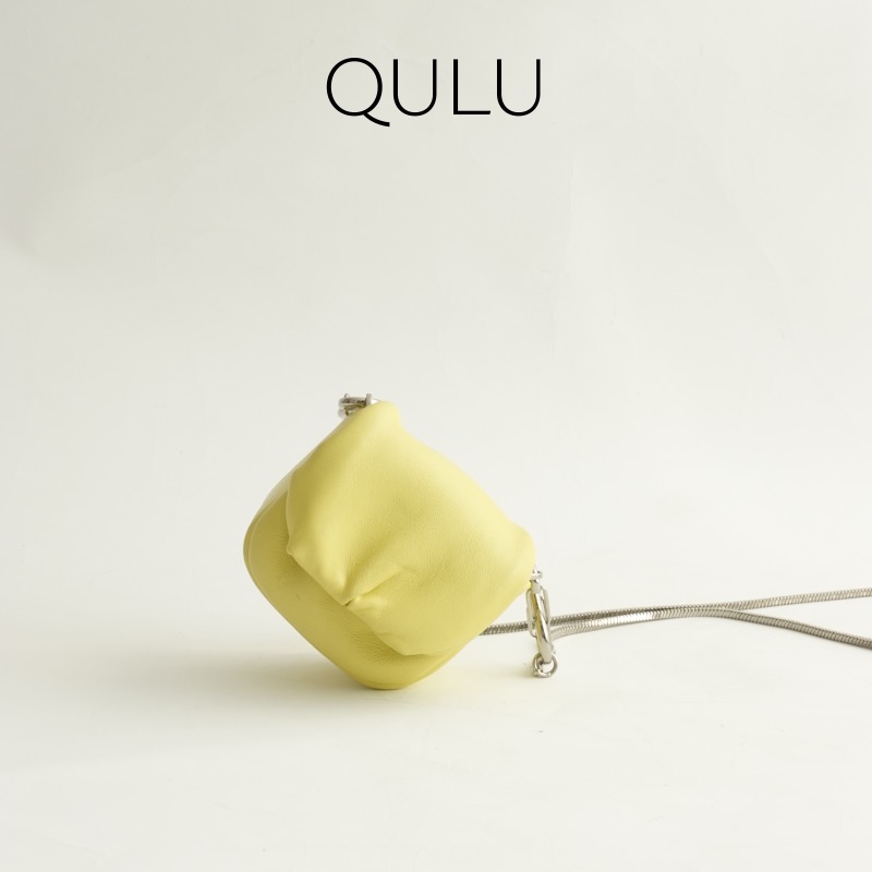 QULU夏天云朵包真皮迷你斜挎小包 轻奢小众链条小包羊皮耳机包