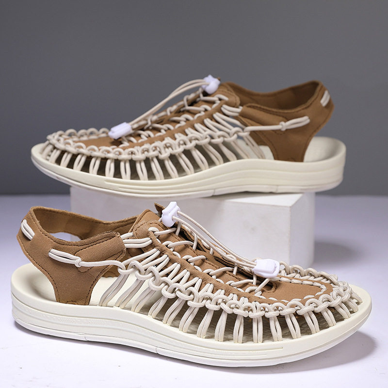 编织男凉鞋罗马沙滩鞋 Sandals woven men's casual beach shoes图片