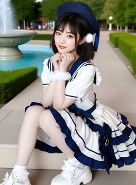 学院风洛丽塔公主连衣裙夏季初中高中学生海军领水手服JK蛋糕裙子