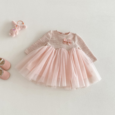 女童小香风系列2026新款春季宝宝洋气网纱连衣裙儿童韩版蓬蓬裙潮