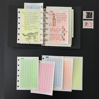 【荧光、小方格】【M5/A7打孔内页】活页替芯Freezing原创手账