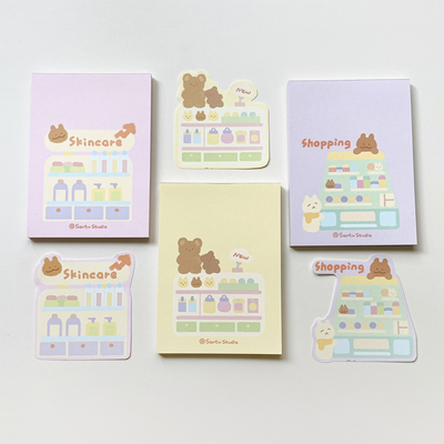 桑兔兔桑【橱窗便签本】原创手帐小方砖格子可撕小本子可爱记事