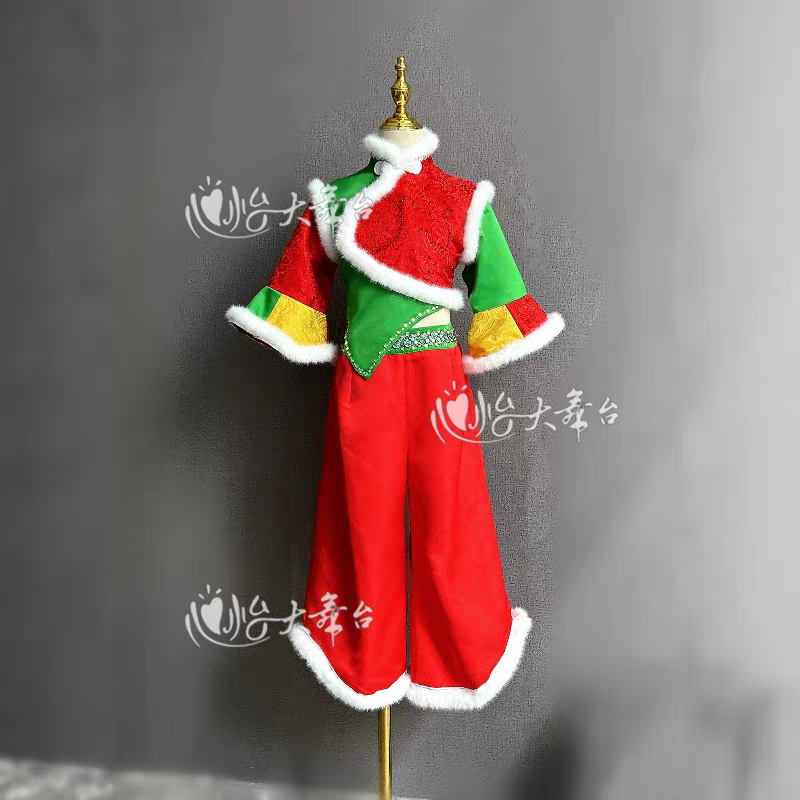 定制新款儿童汉族舞蹈演出服装虎妞妞东北秧歌民族服饰六一舞台