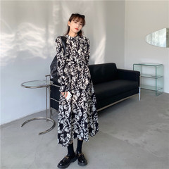 Real price 2021 new early spring French retro high-end Floral Dress