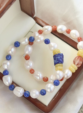 南红玛瑙珍珠蜜蜡青金石手链手串