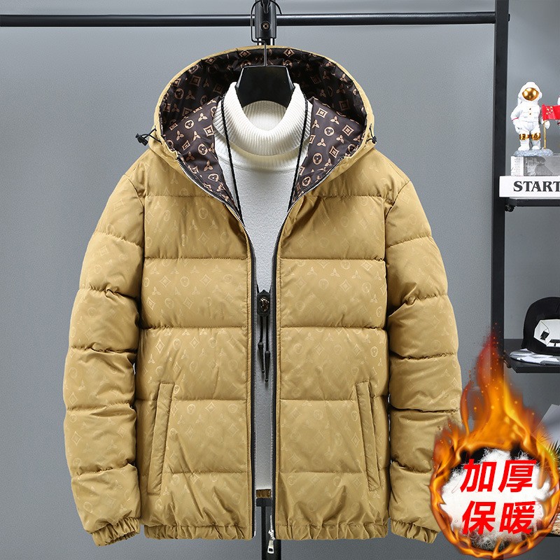 欧货AN&LV/岸绿欧版潮牌男装秋冬棉服外套韩版潮流提花立领夹克男