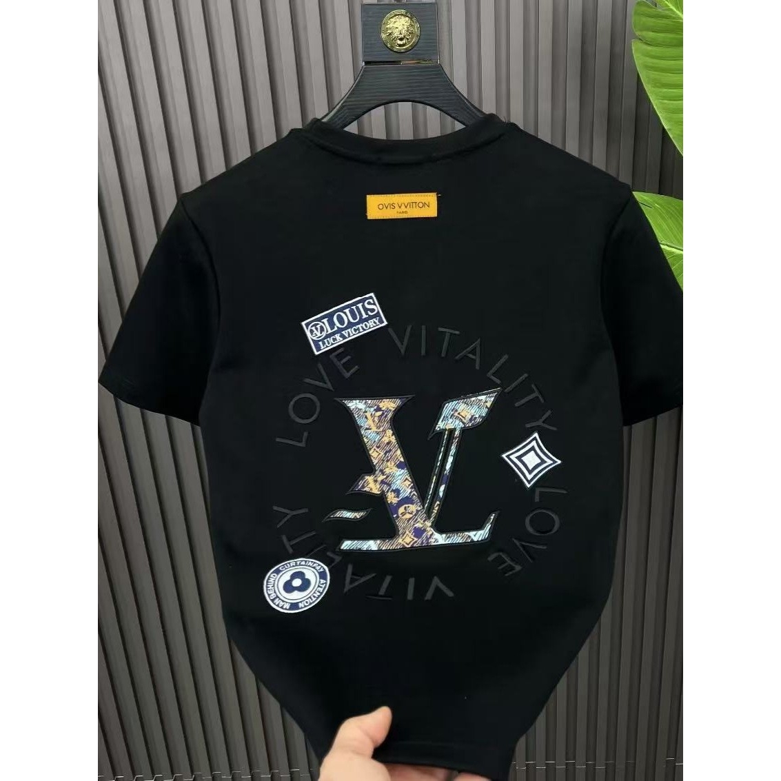 欧货AN&LV/岸绿2025夏季新款男士时尚字母刺绣短袖T恤潮牌圆领休