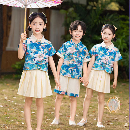 2025新款小学生校服夏季套装短袖儿童班服表演服幼儿园园服定制