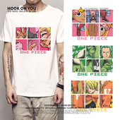 ins日系潮牌海贼王路飞t恤短袖 宽松卡通动漫印花男女情侣2020夏装