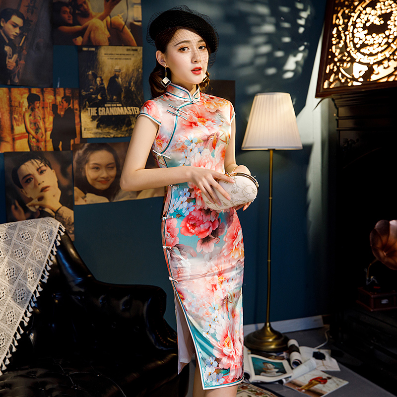 俊龙别姬 Cheongsam, silk summer dress, light style, Chinese style