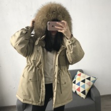 反季清仓韩版ins工装貉子大毛领羽绒服女显瘦宽松加厚外套中长款