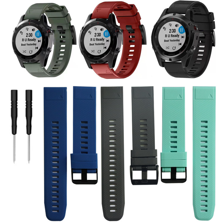 适用Garmin佳明表带fenix5 5S 5X 6X 7X飞耐时3/3HR快拆硅胶表带