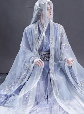 【岁寒三友】紫色大袖飘交领汉元素现代汉服改良男夏秋