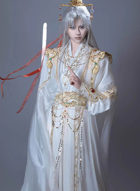 汉服男女新款交领古国风华丽日常白色劲装cosp服角色刺绣侠客套装