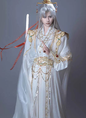 汉服男女新款交领古国风华丽日常白色劲装cosp服角色刺绣侠客套装