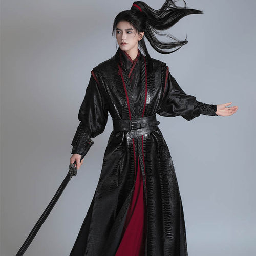 【暗夜红影】红黑套装改良侠客风皮质汉元素男女同款潮