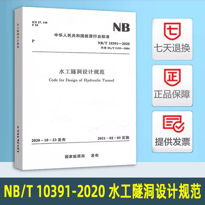 2022年新标 NB/T 10391-2020水工隧洞设计规范 代替 DL/T 5195-2004