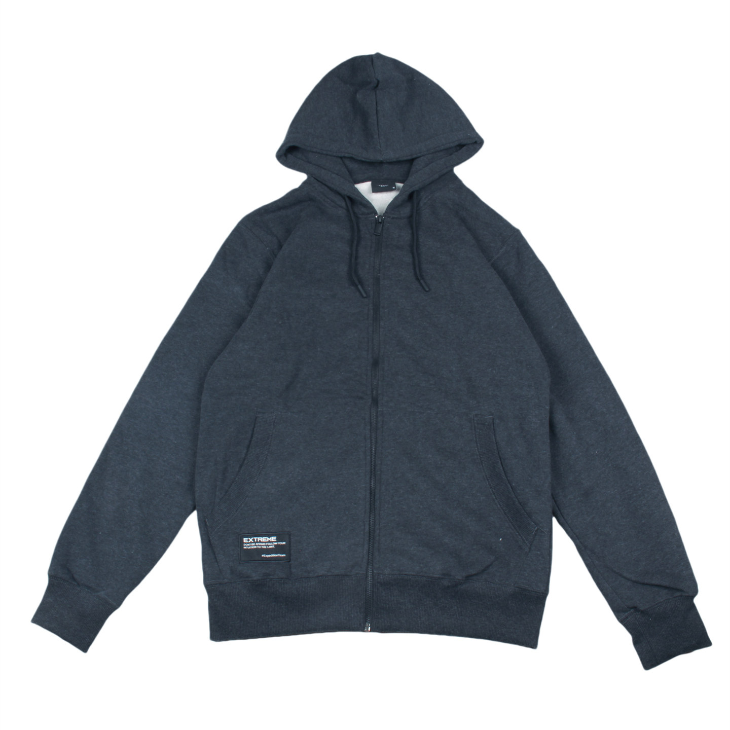 厚度不错 纯色加绒连帽拉链衫 外贸男春秋外套宽松休闲运动上衣