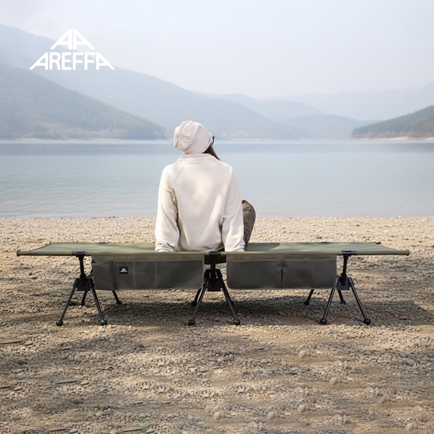 Areffa户外折叠床单人午休床露营行军床四档高度可调加大加宽野营