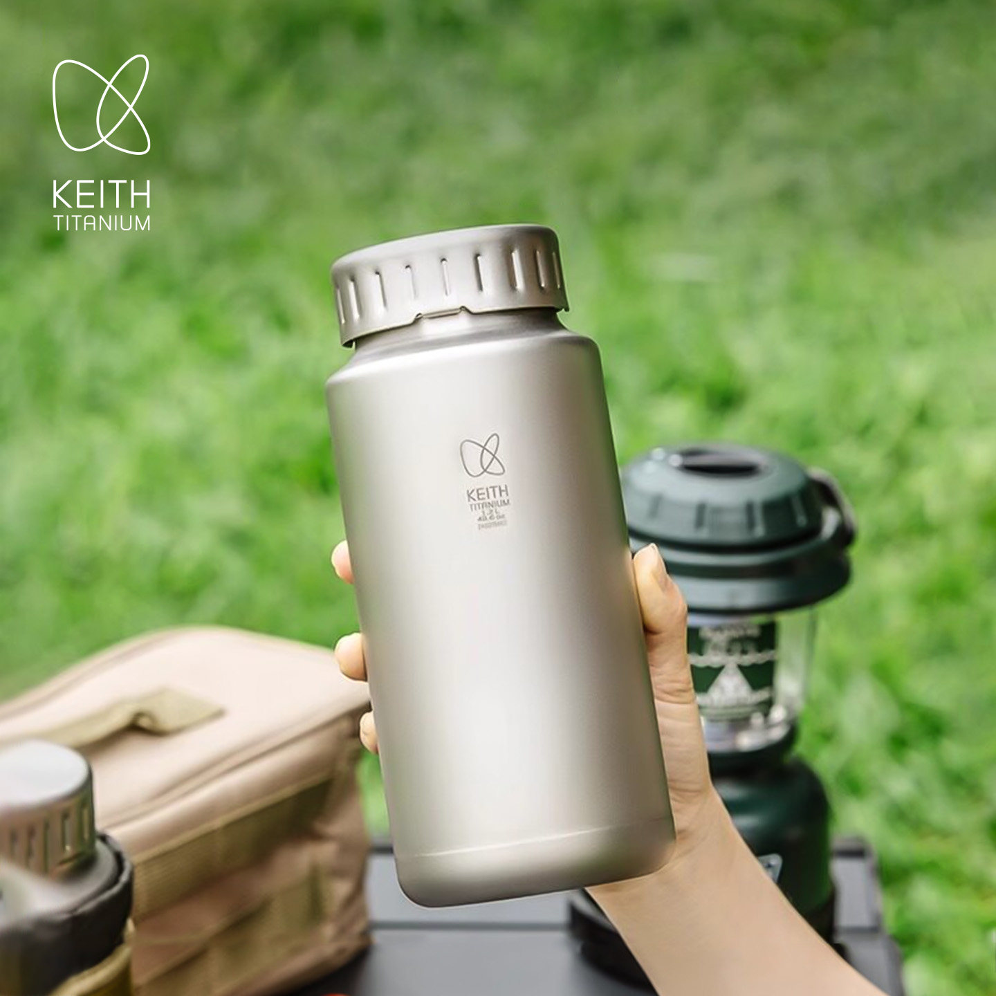 KEITH铠斯纯钛宽口水杯大容量水壶户外运动水壶便携钛杯子无螺纹