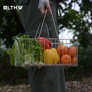 LTHW Lvteng Giỏ Dã Ngoại Ngoài Trời Thép Không Gỉ Giỏ Thoát Nước Bộ Đồ Ăn Bát Trái Cây Và Rau Quả Khung Bảo Quản Giỏ Làm Sạch dụng cụ nấu ăn du lịch dung cu nau an