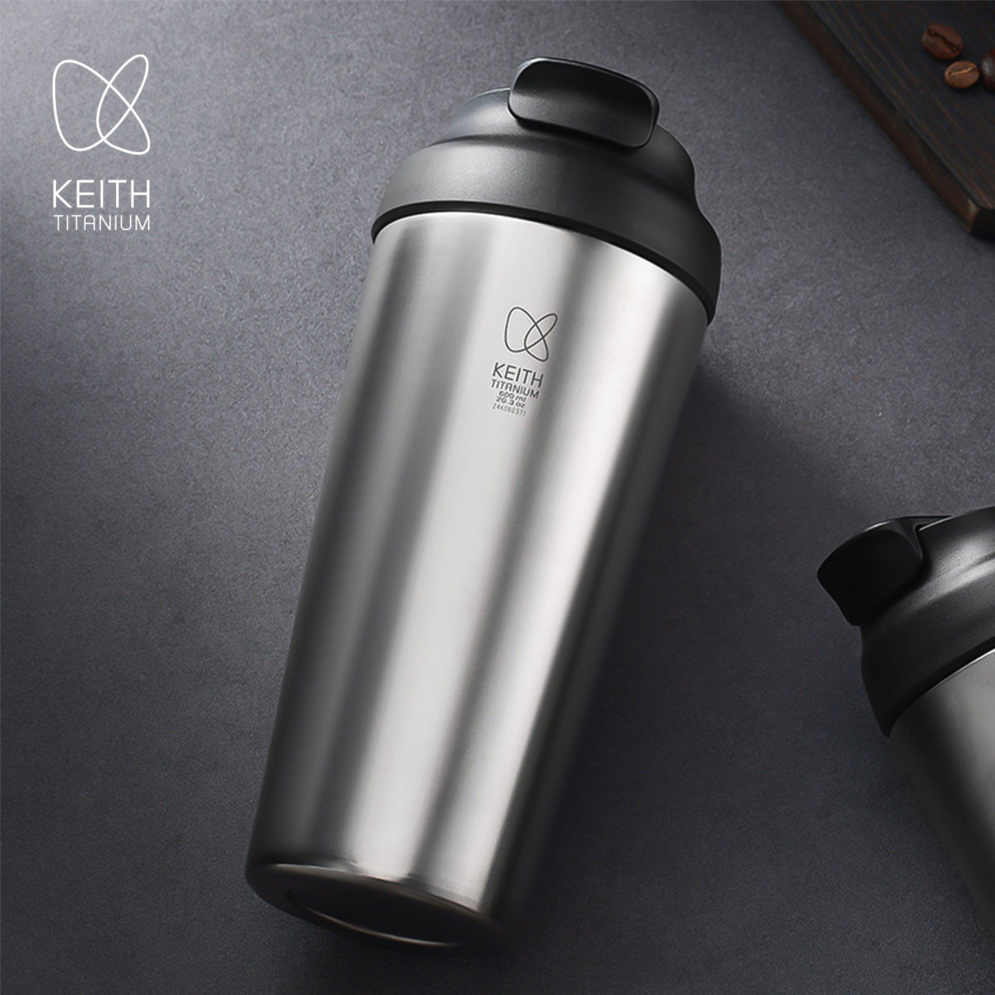 KEITH铠斯纯钛双层水杯真空保温杯办公随手杯吸管杯大容量钛杯子